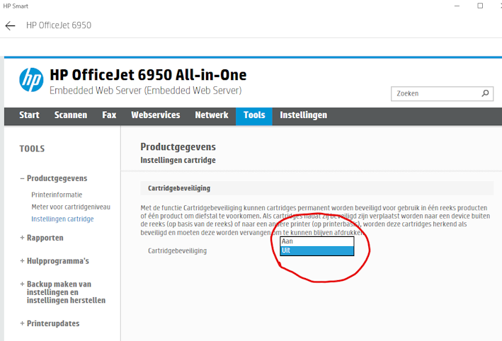 Beveiliging aan of uit